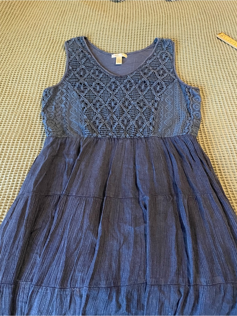 Studio West Blue Sleeveless Midi Dress with Crochet Bodice - Picture 8 of 15